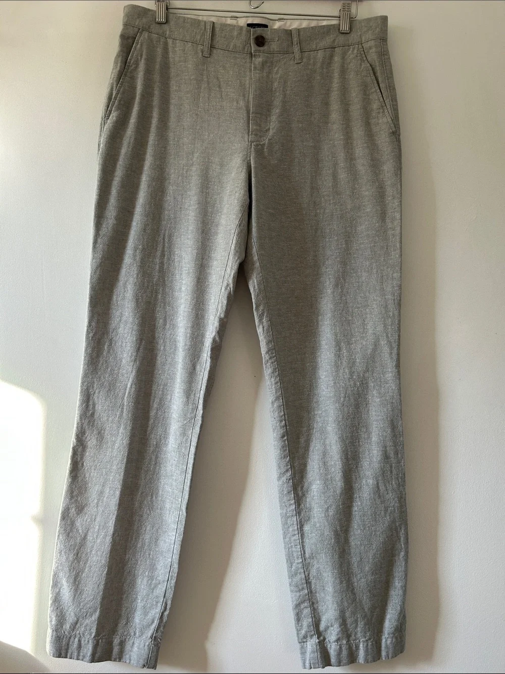 J. Crew Straight Leg Linen Blend Pants Quarry Green Size 34/32 Lightweight